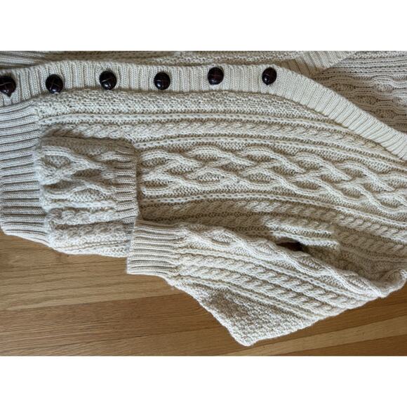 Doogan Donegal Ireland Irish 100% Wool Cardigan Sweater Ivory Sz M Fisherman - Picture 4 of 8